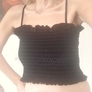 Velvetine Strapped Black Tube Top Vintage